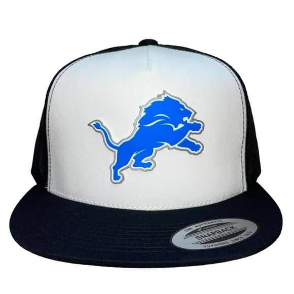 Detroit Lions YP Snapback Flat Bill Trucker Hat- White/ Black - Picture 1 of 4